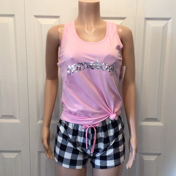 Emme Jordan 2pc Womens Sequin Homebody Tank Top & Shorts Pajama Set Size Large - Picture 1 of 6